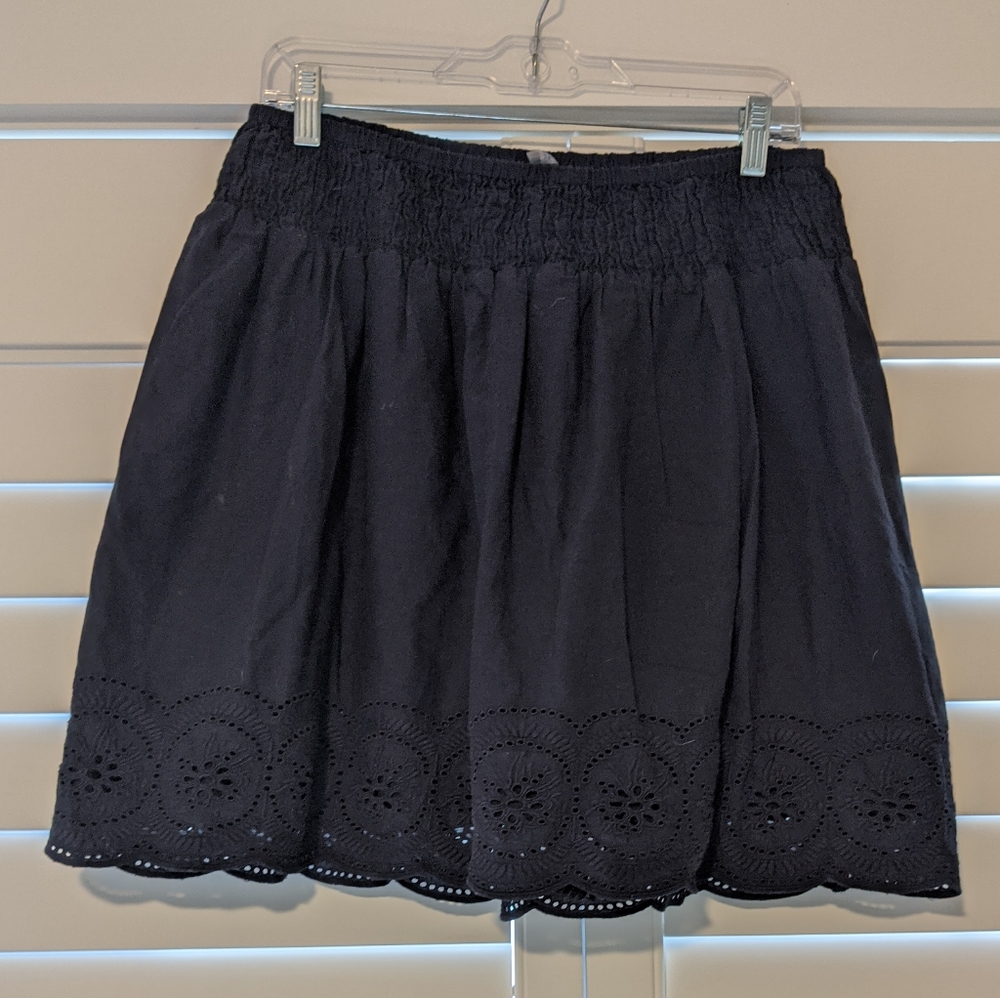 Seraphine navy eyelet skirt
